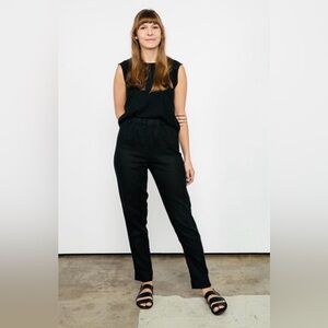 Elizabeth Suzann Black Linen Tapered Pants Sz XS